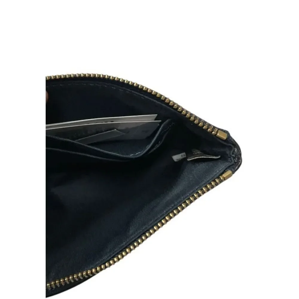 Coach Corner‎ Zip Wristlet Wallet Crossgrain Small Leather Black
